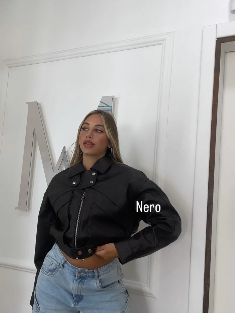 Giacca ecopelle nera