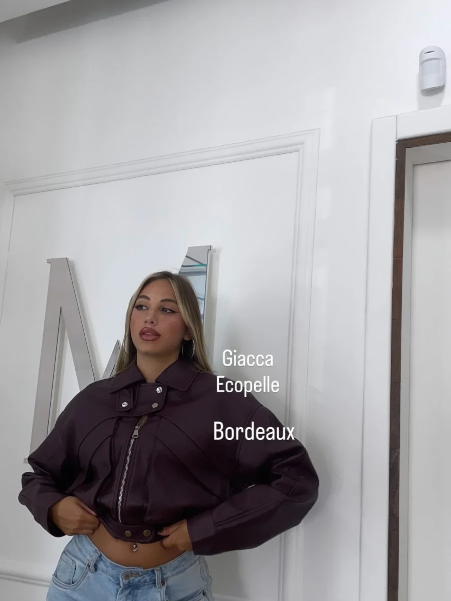 Giacca ecopelle bordeaux