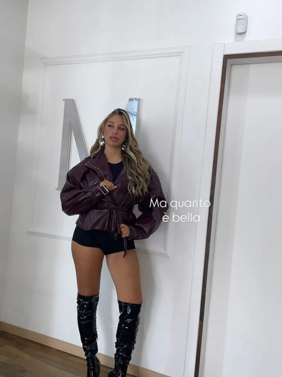 Giacca ecopelle bordeaux