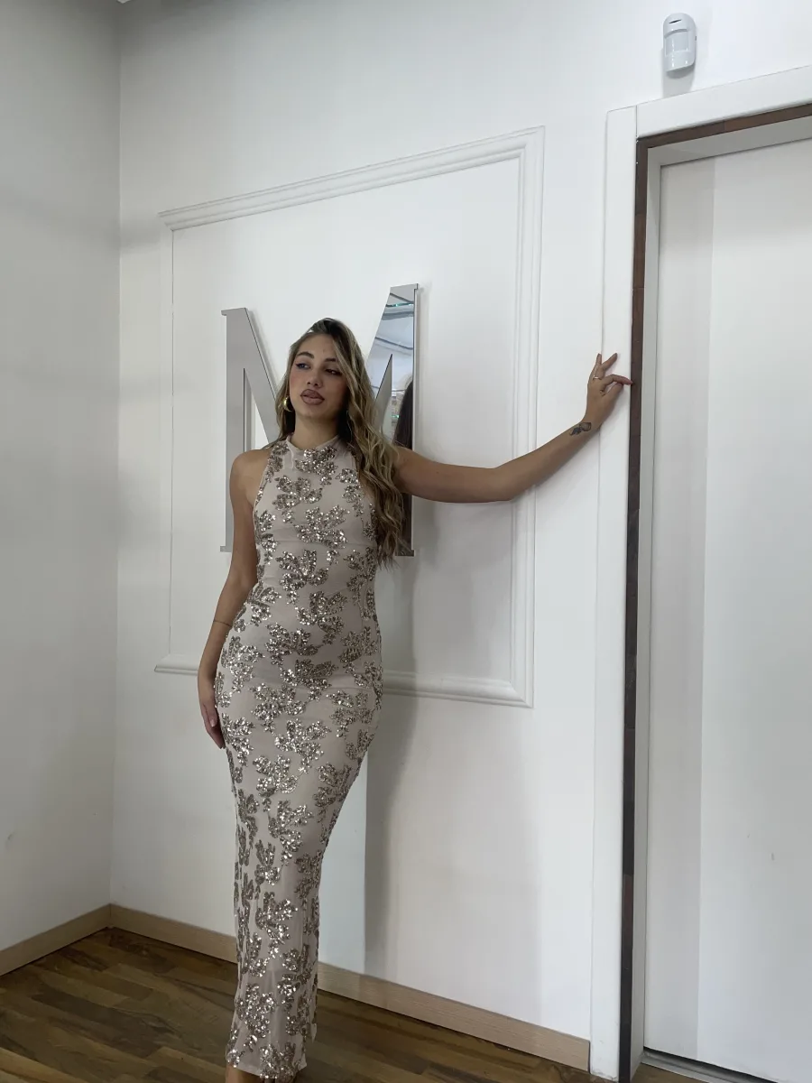 Vestito lungo con paillettes