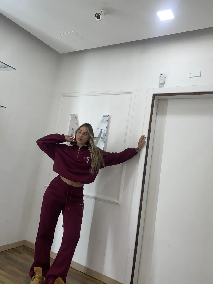 Tuta felpata bordeaux