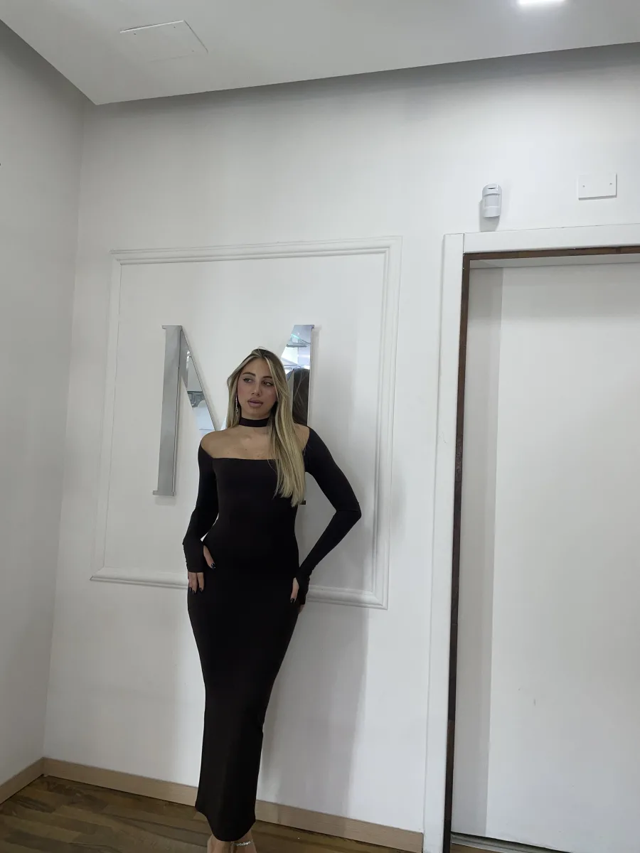 Vestito aderente cioccolato