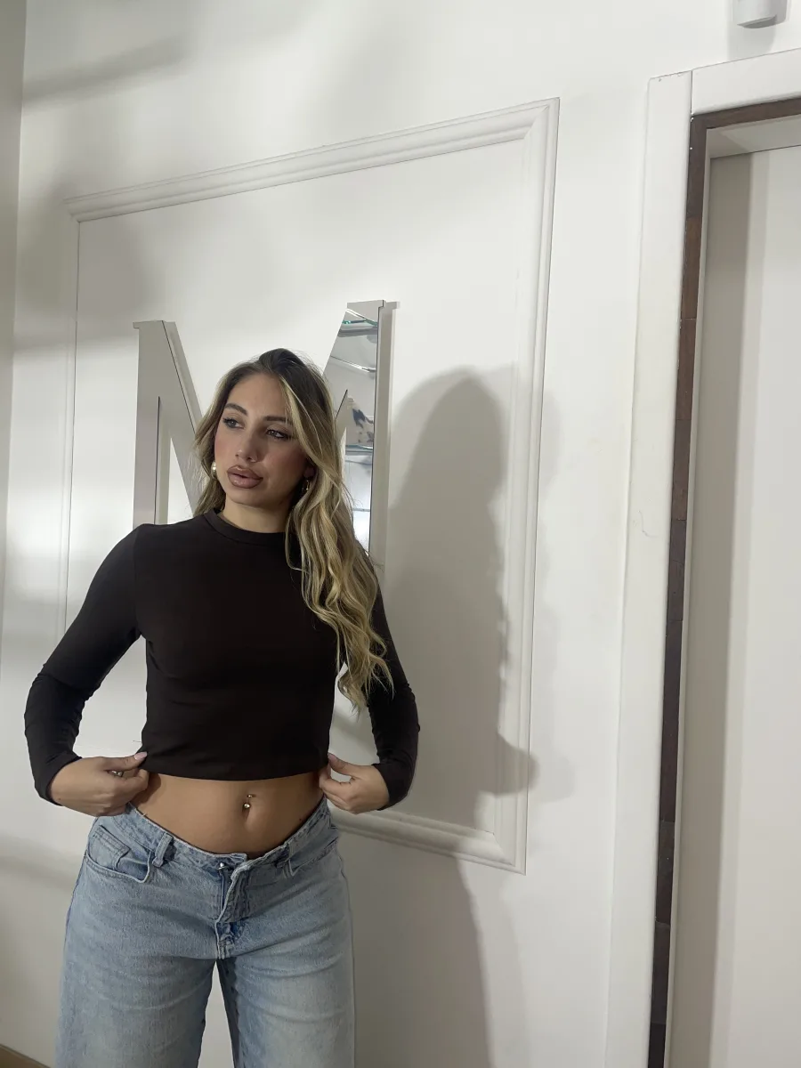 Maglia Crop Basic Cioccolato