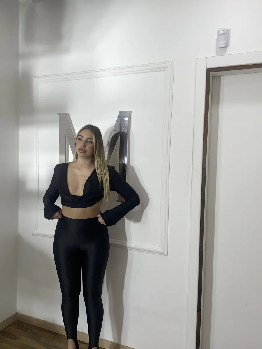 Crop Drappeggiato nero