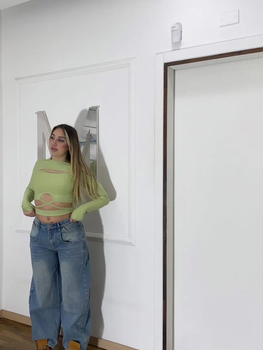 Top incrociato verde