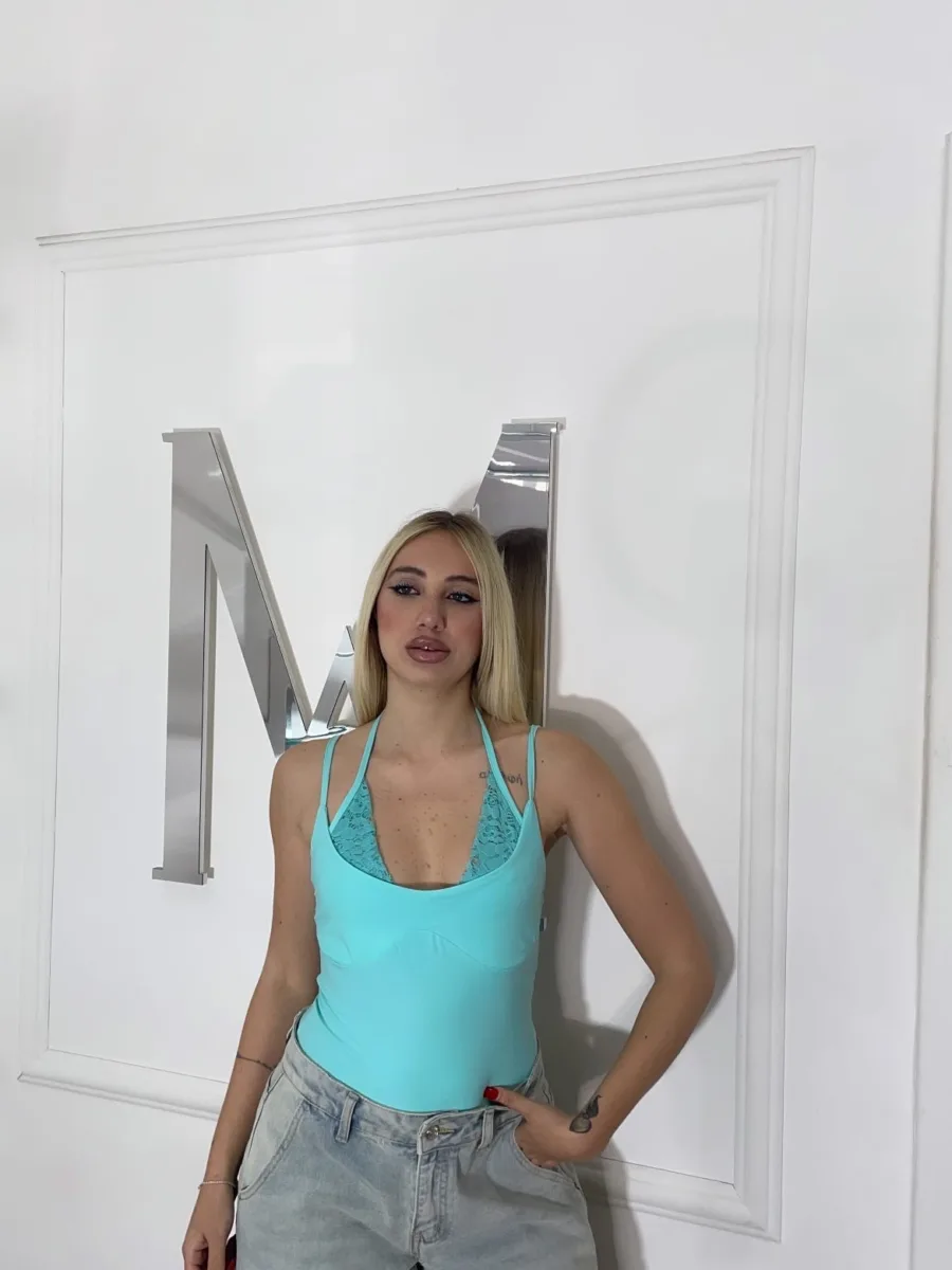 Body con pizzo verde acqua