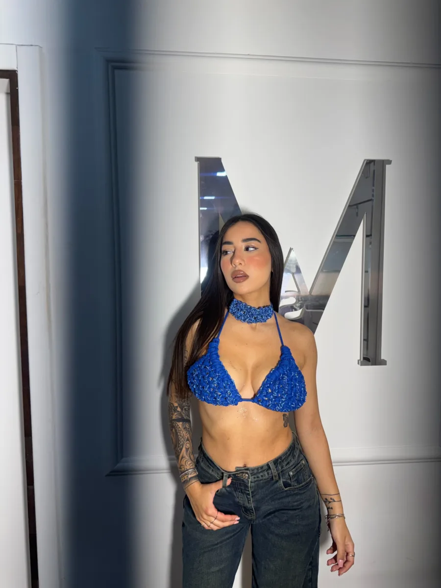 Choker strass blu