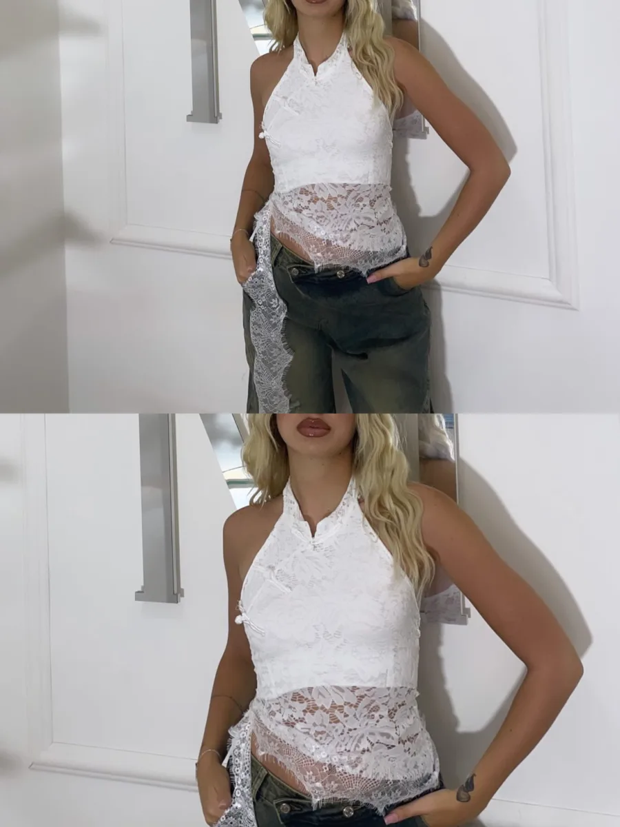 Top in pizzo bianco