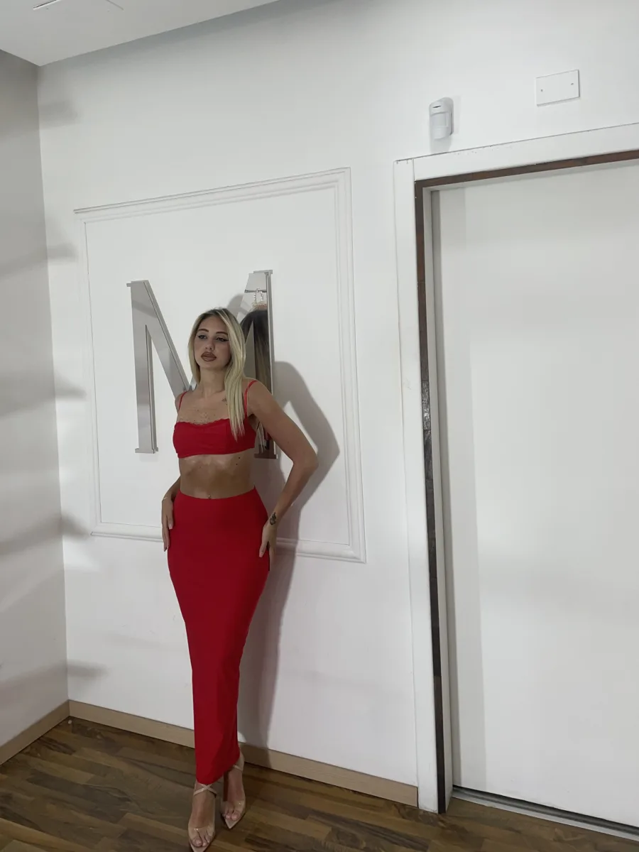 Coordinato in lycra rosso