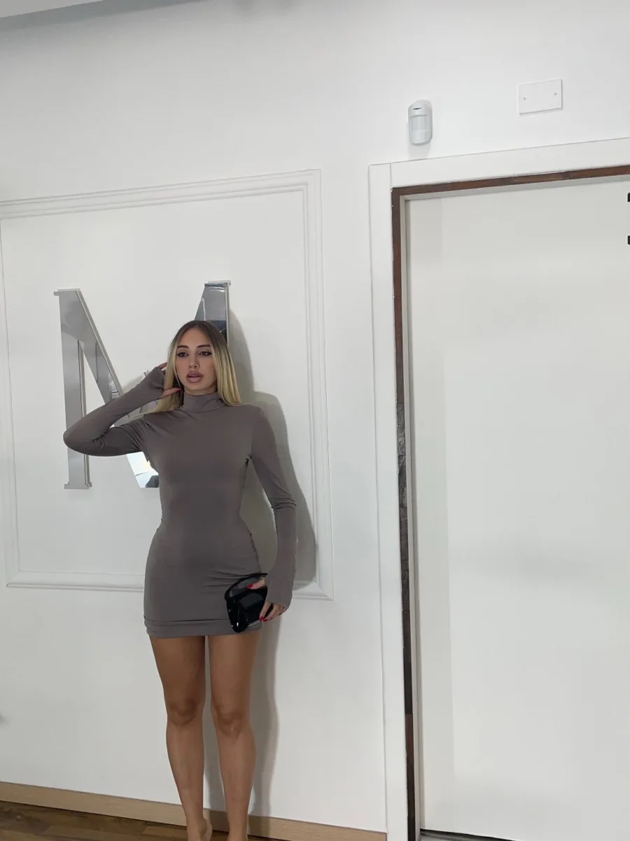 Mini dress incrocio fango