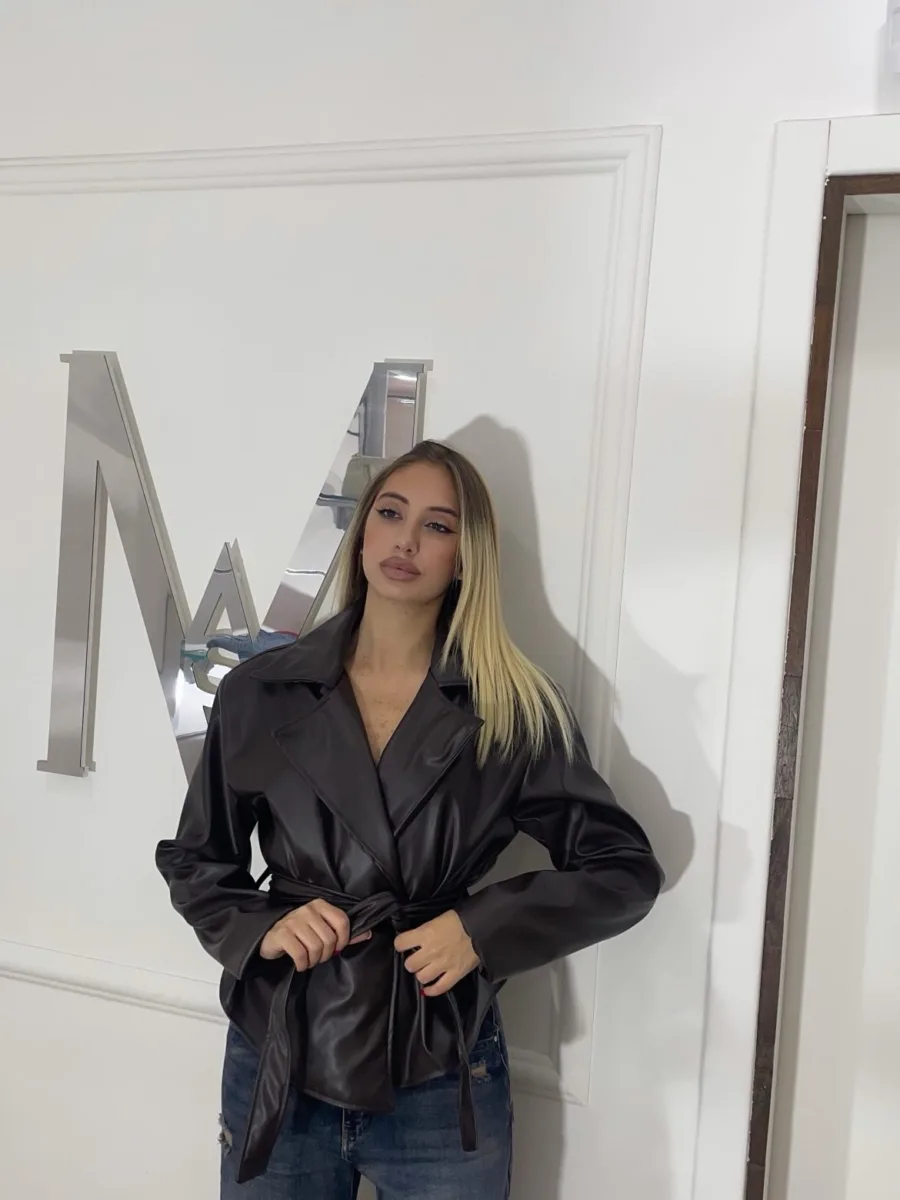 Trench ecopelle cioccolato