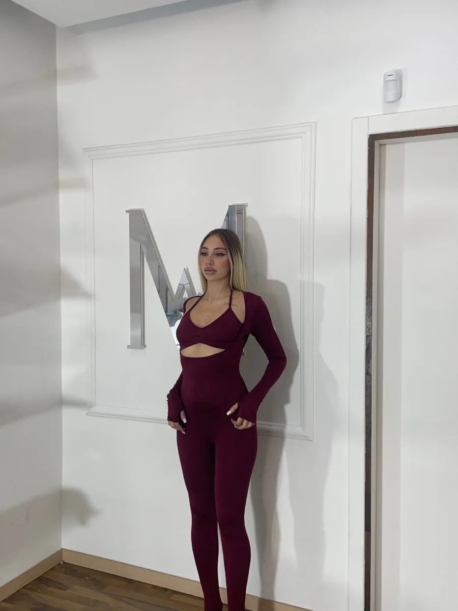 Jumpsuit con top bordeaux